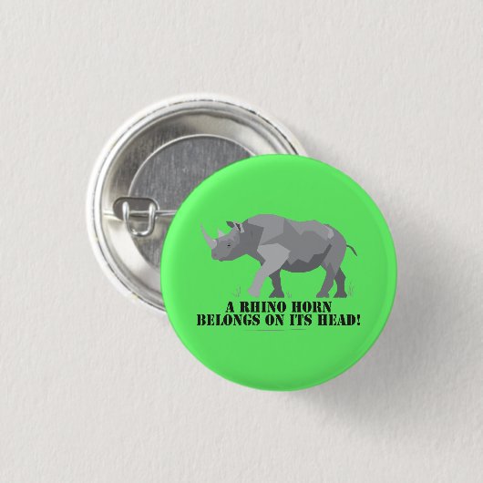 Rhino Poaching Conservation Message Button (Vorne & Hinten)