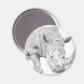 Rhino Pointillismus Magnet (Vorderseite/Rückseite)