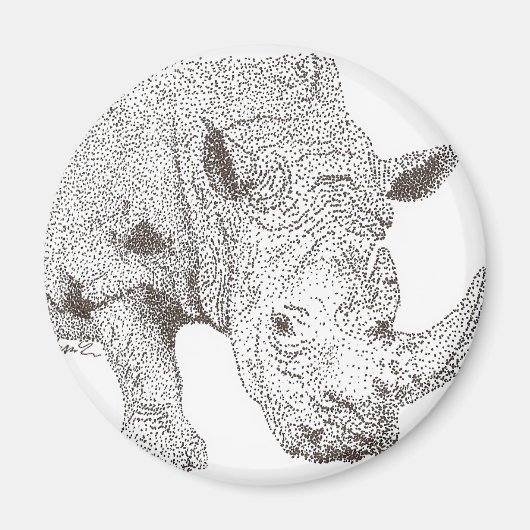 Rhino Pointillismus Magnet (Vorne)