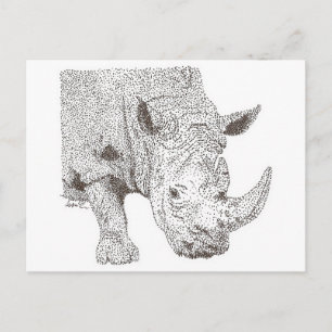 Rhino Pointillismus Postkarte