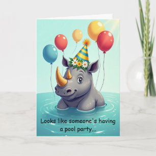 Rhino-Poolparty-Geburtstagsfeier-Kunst Karte