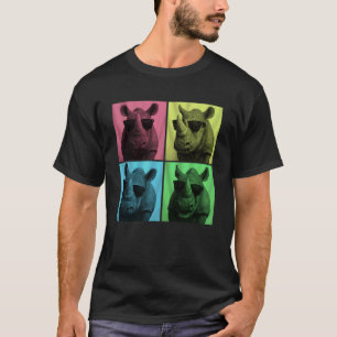 Rhino Pop Art Lustiges Safari-Tierliebhaber-Foto-B T-Shirt