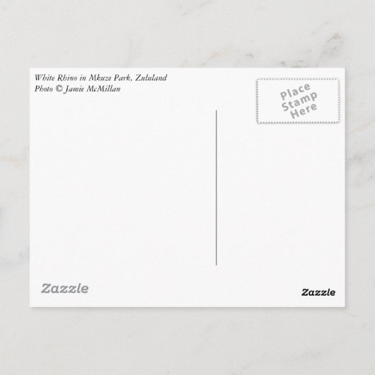 Rhino Postkarte (Rückseite)