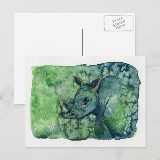 Rhino Postkarte (Vorne/Hinten)