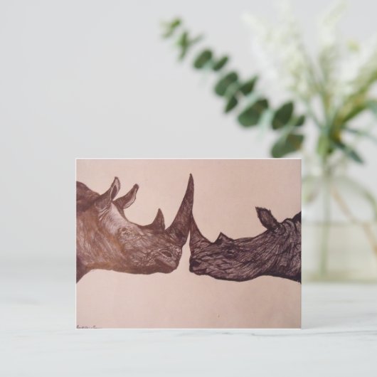 Rhino Postkarte (Stehend Vorderseite)