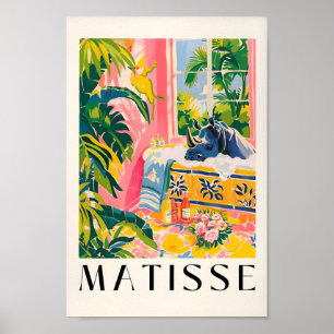Rhino Print, rosa tropische Dekoration, Matisse Po Poster
