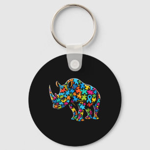 Rhino Puzzle Autismus Bewusstsein Autistische Frau Schlüsselanhänger