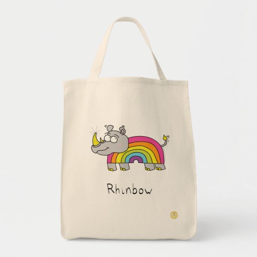 Rhino Rainbow Funny Kids Tragetasche (Vorne)