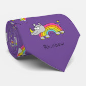 Rhino Rainbow Funny Niedlich Kids Rhinoceros Krawatte (Gerollt)