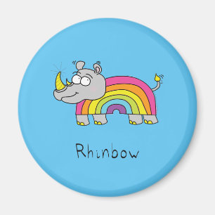 Rhino Rainbow Funny Niedlich Kids Rhinoceros Magnet