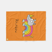 Rhino Rainbow Niedlich Kids Rhinoceros Fleecedecke (Vorderseite (Horizontal))