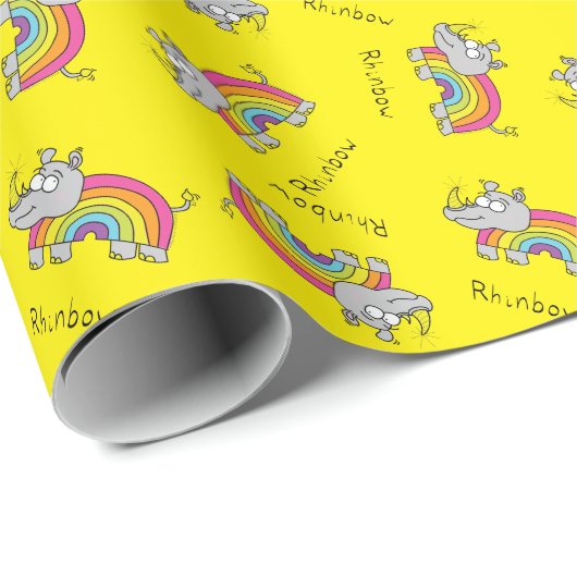 Rhino Rainbow Niedlich Kids Rhinoceros Geschenkpapier (Rolleneckpunkt)