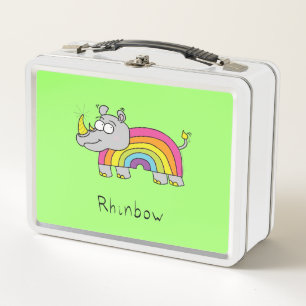 Rhino Rainbow Niedlich Kids Rhinoceros Metall Brotdose
