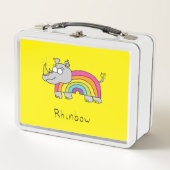 Rhino Rainbow Niedlich Kids Rhinoceros Metall Brotdose (Vorderseite)