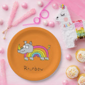 Rhino Rainbow Niedlich Kids Rhinoceros Pappteller (Party)