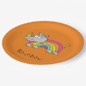 Rhino Rainbow Niedlich Kids Rhinoceros Pappteller (Schrägansicht)