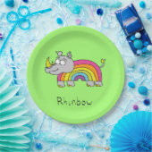 Rhino Rainbow Niedlich Kids Rhinoceros Pappteller (Party)