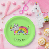 Rhino Rainbow Niedlich Kids Rhinoceros Pappteller (Party)