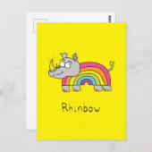 Rhino Rainbow Niedlich Kids Rhinoceros Postkarte (Vorne/Hinten)