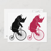 Rhino Reiten auf einem alten Moderad Postkarte (Vorne/Hinten)