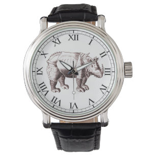 Rhino - Renaissance-Art-Zeichnen eines Nashorns Armbanduhr
