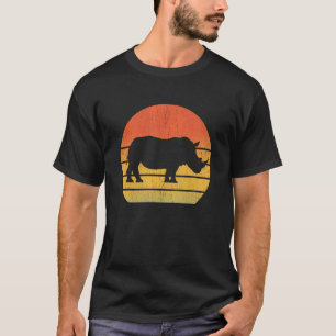 Rhino Retro Vintag 60er 70er Sunset Wild Animal T-Shirt