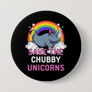 Rhino Rettete The Chubby Unicorns Magischer Regenb Button