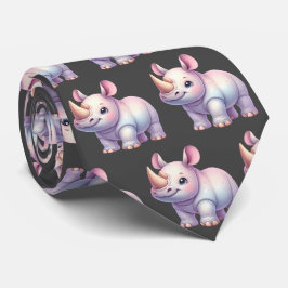 Rhino Rhinoceros Rhinos Kawaii Niedlich Neck Tie Krawatte