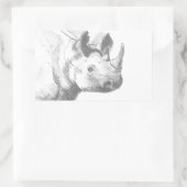 Rhino Rhinoceros Stift Zeichnend Zeichnung Rechteckiger Aufkleber (Tasche)