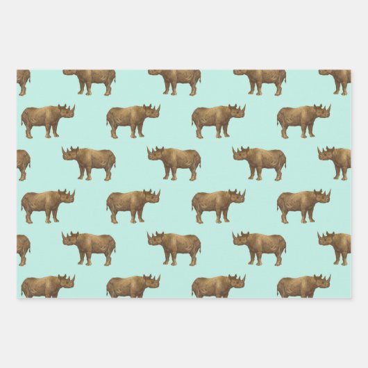 Rhino Royale Blue Safari Geschenkpapier Set (Vorderseite)