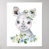 Rhino, Safari, Dschungel, Blumen, Junge Kinderzimm Poster (Vorne)