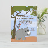 Rhino Safari Einladung (Stehend Vorderseite)