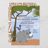 Rhino Safari Einladung (Vorne/Hinten)
