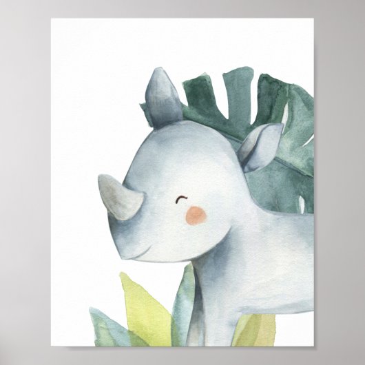 Rhino Safari Jungle Baby Kinderzimmer Print Poster (Vorne)