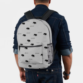 Rhino-Silhouette-Muster grau Bedruckter Rucksack