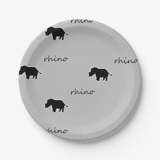 Rhino-Silhouette Pappteller (Vorderseite)