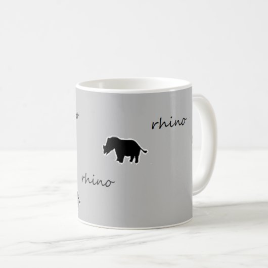 Rhino-Silhouettemuster Kaffeetasse (VorderseiteRechts)