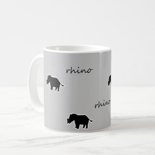 Rhino-Silhouettemuster Kaffeetasse (Vorderseite Links)