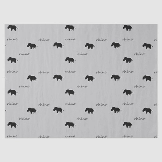 Rhino-Silhouettemuster Seidenpapier (Vorderseite)