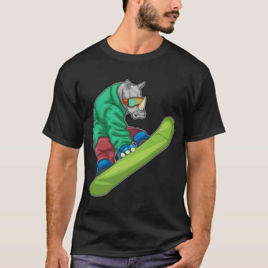 Rhino Snowboard Wintersport T-Shirt (Vorderseite)