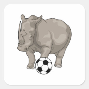 Rhino Soccer player Soccer Quadratischer Aufkleber