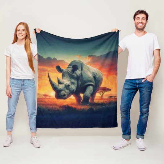 Rhino Sunset Safari Fleecedecke (Beispiel)