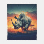 Rhino Sunset Safari Fleecedecke (Vorderseite)
