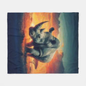 Rhino Sunset Safari Fleecedecke (Vorderseite (Horizontal))