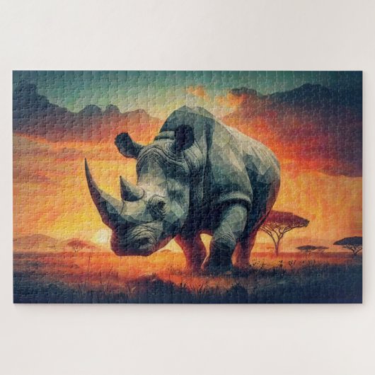 Rhino Sunset Safari Puzzle (Horizontal)