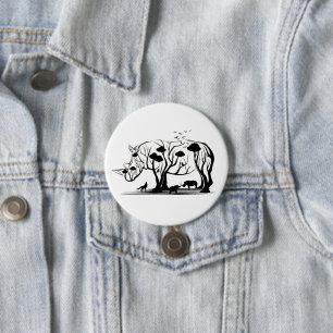 Rhino Tree Silhouette Button