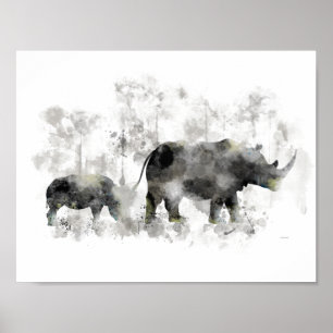 RHINO UND BABY POSTER