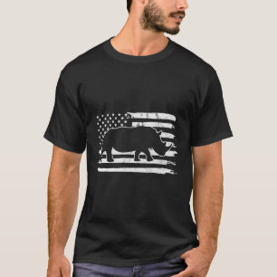 Rhino Usa Flag 4. Juli Amerika T-Shirt