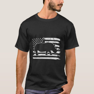 Rhino Usa Flag 4. Juli Amerika T-Shirt