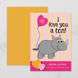 Rhino Valentine's Day-Klassenzimmer-Karte Einladung